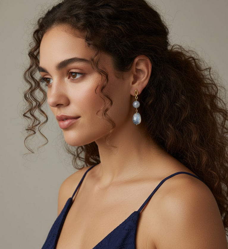 Arete Ella Moonstone Azul