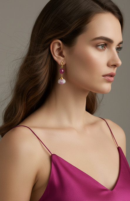 Aretes Ella moonstone pink