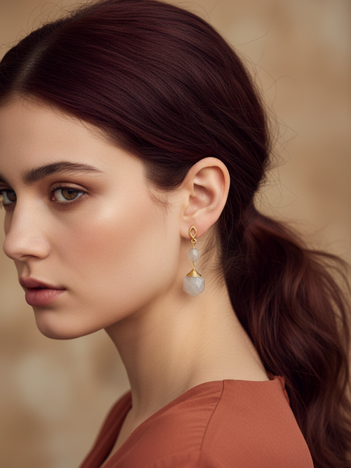 Aretes Ella Moonstone Beige