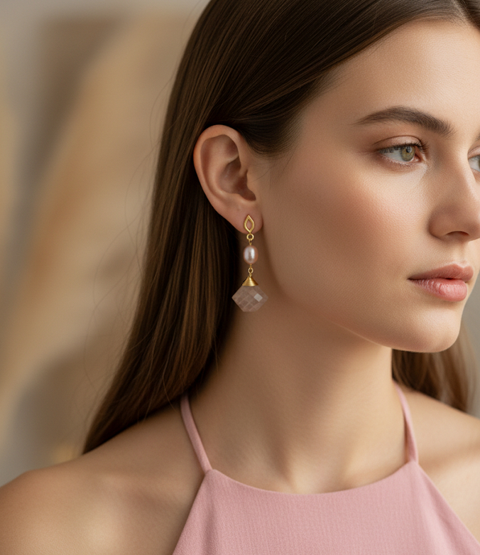 Aretes Ella Moonstone Blush