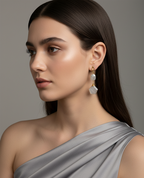 Aretes Ella Moonstone Gray