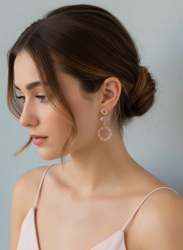 Arete Freya cuarzo rosa