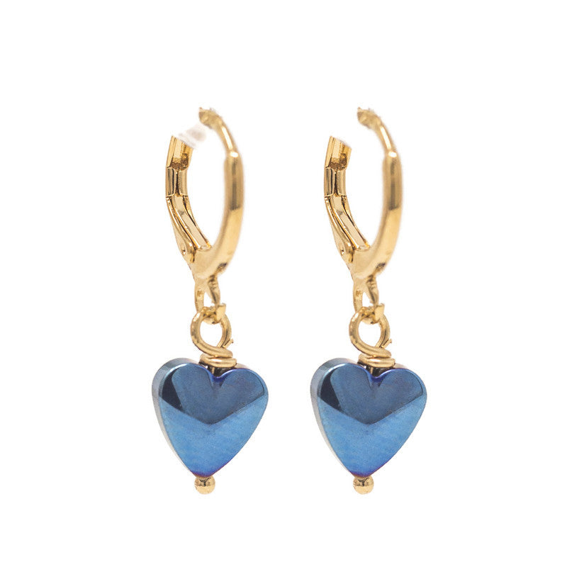 Arete huggie blue heart