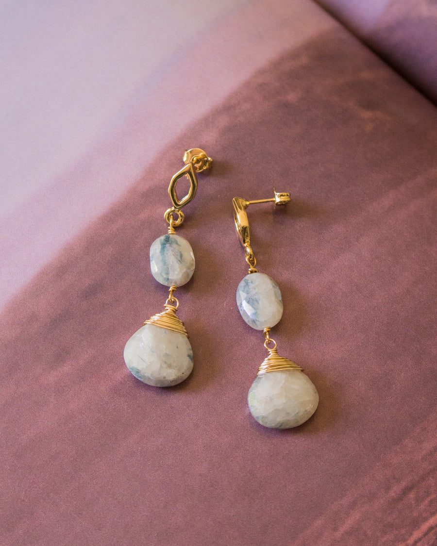 Aretes Ella moonstone azul marmoleada