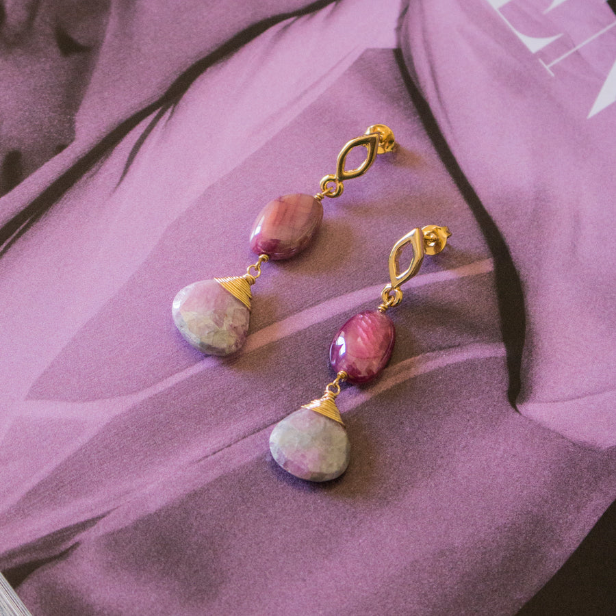 Aretes Ella moonstone pink