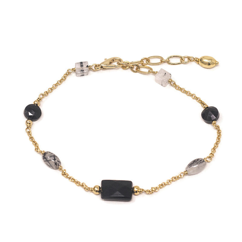 Pulsera Sophie de Onix y cuarzo Rutilado