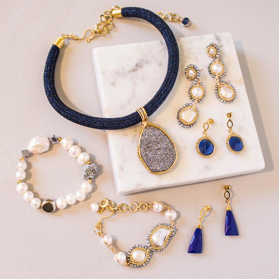 Cordón con Druzy Silver