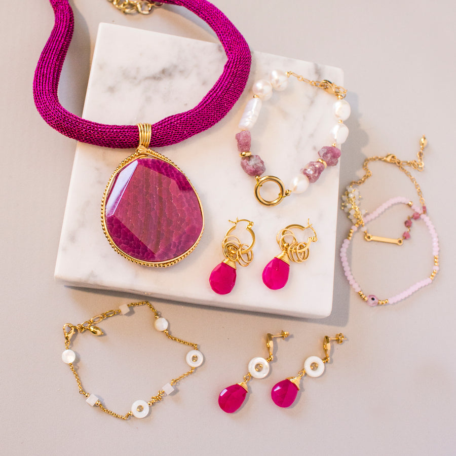 Cordón con Agata Fucsia