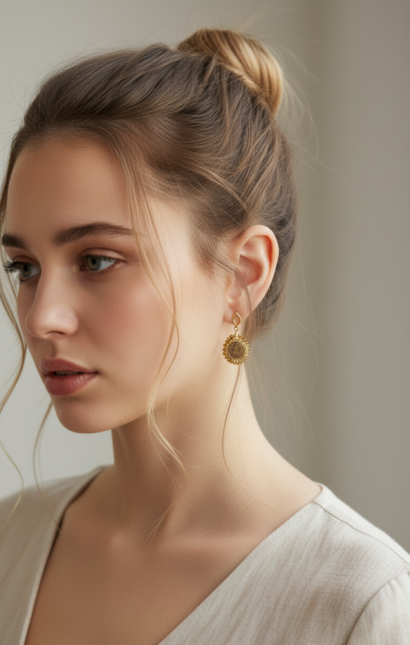 Aretes Druzy enmarcado chico