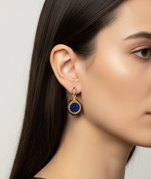 Aretes Druzy enmarcado chico
