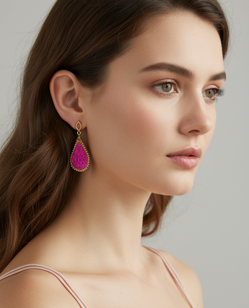 Aretes druzy enmarcada