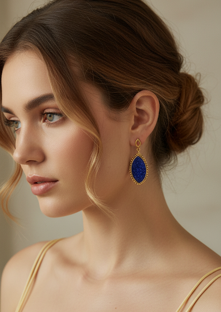 Aretes druzy enmarcada