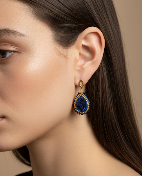 Aretes Druzy Enmarcado gota
