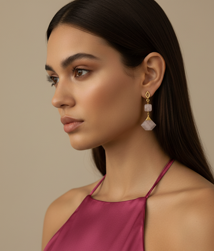 Aretes Ella Moonstone Rosa