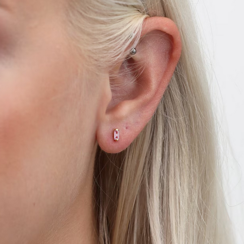 Arete mini Baguette Rosa