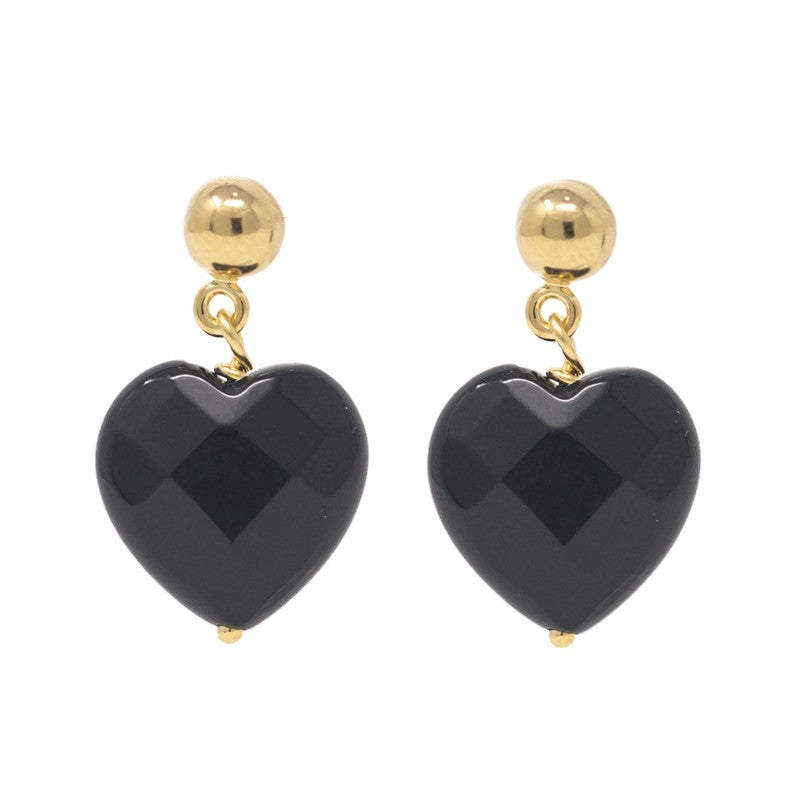 Aretes corazón de onix