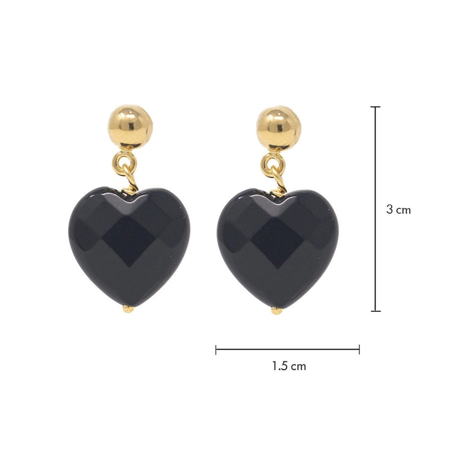 Aretes corazón de onix